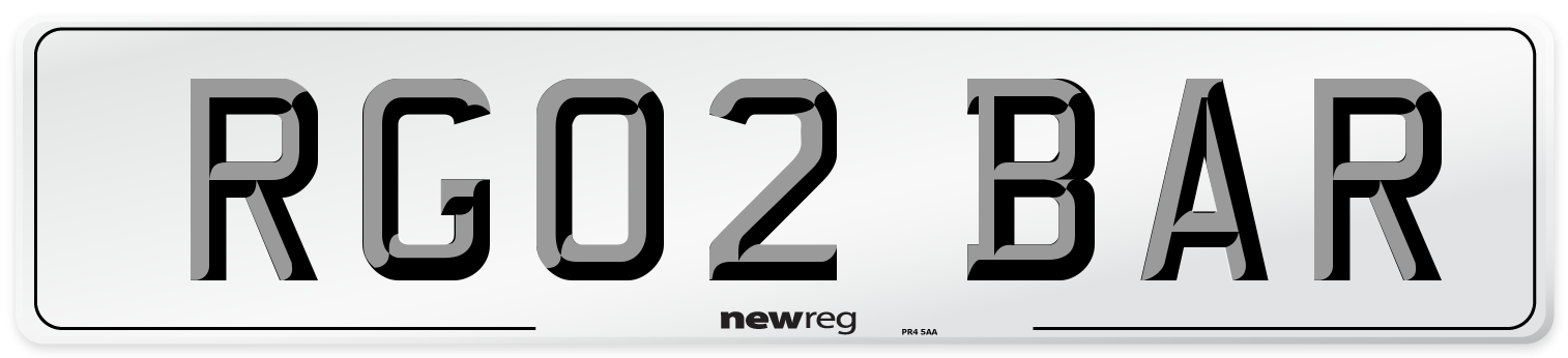 RG02 BAR Number Plate from New Reg